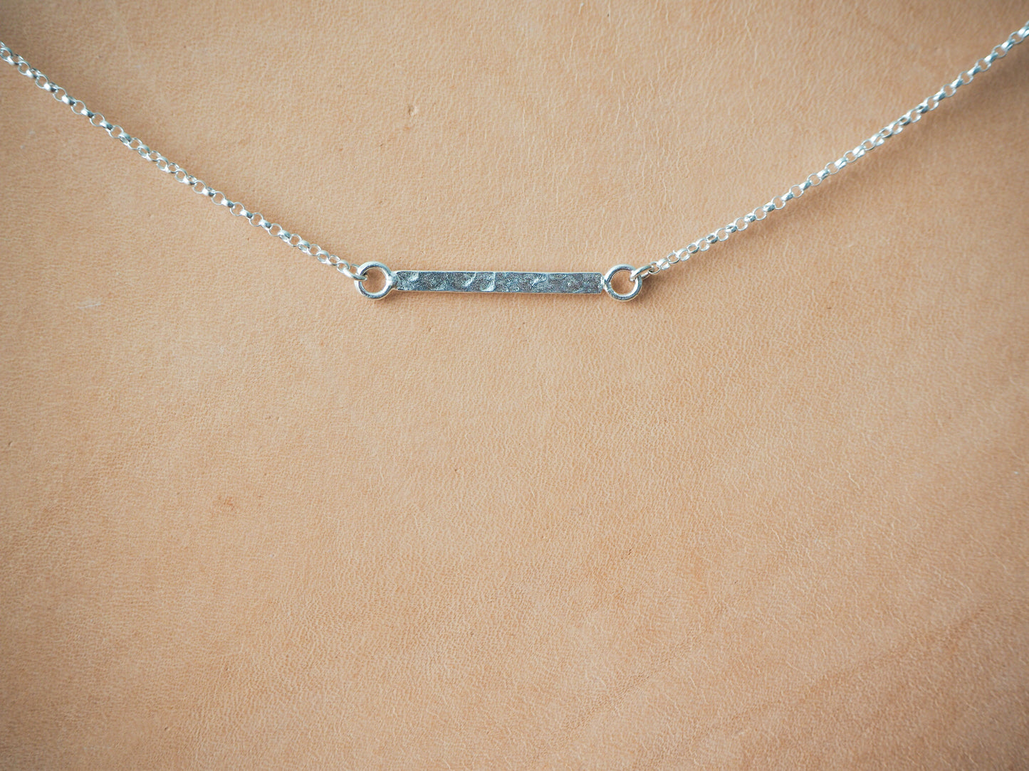 Hammered Bar Necklace - Sterling Silver