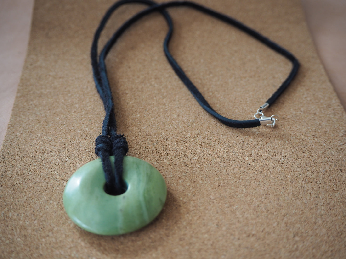 donut bead | leather lace | sterling silver clasp