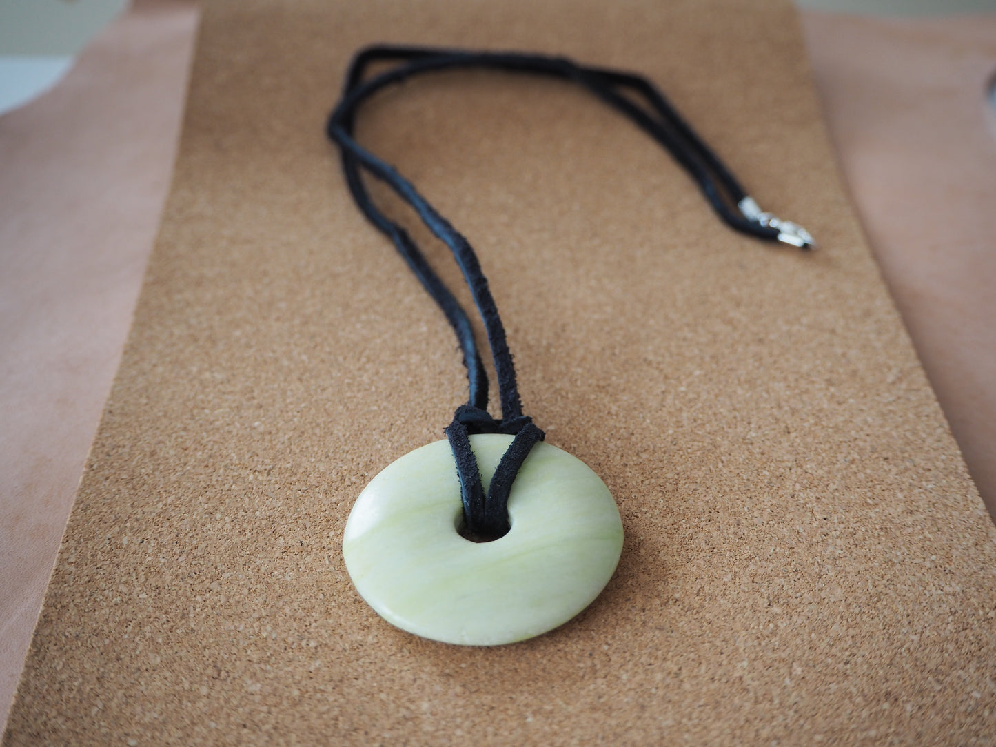 donut bead | leather cord | sterling silver clasp