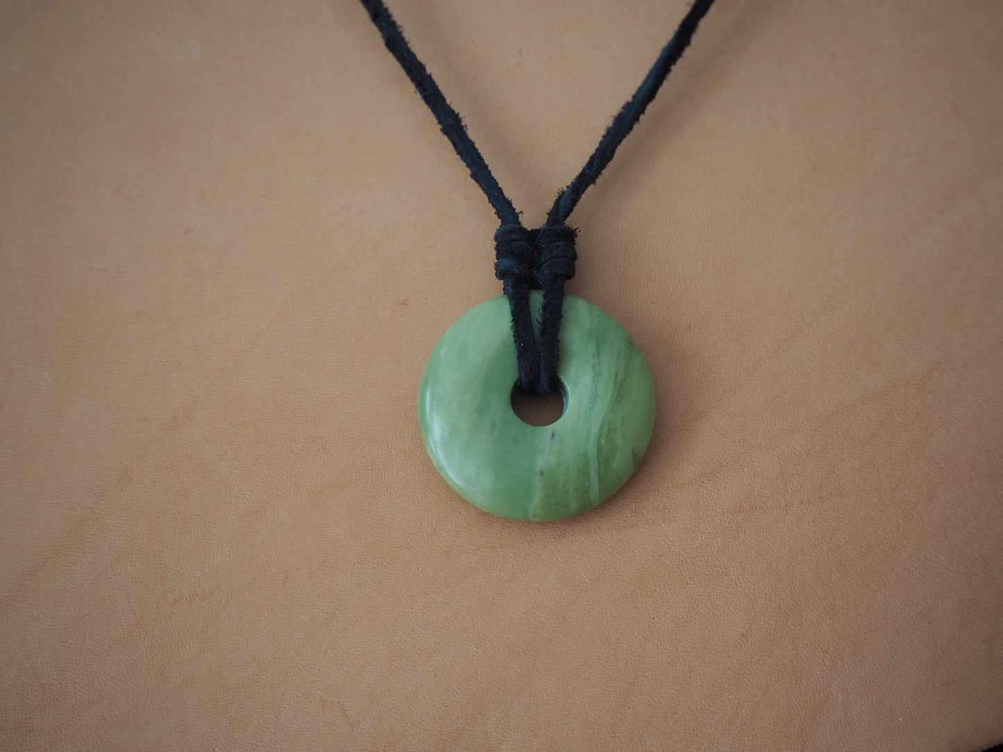 donut bead | leather lace | sterling silver clasp