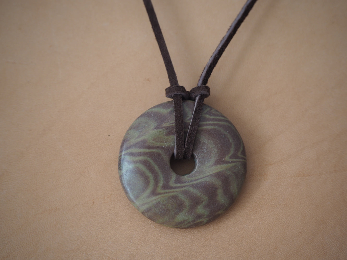 donut bead | leather lace | sterling silver clasp