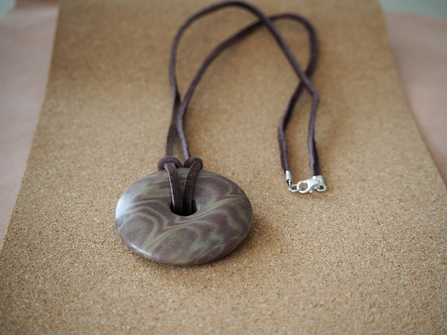 donut bead | leather lace | sterling silver clasp