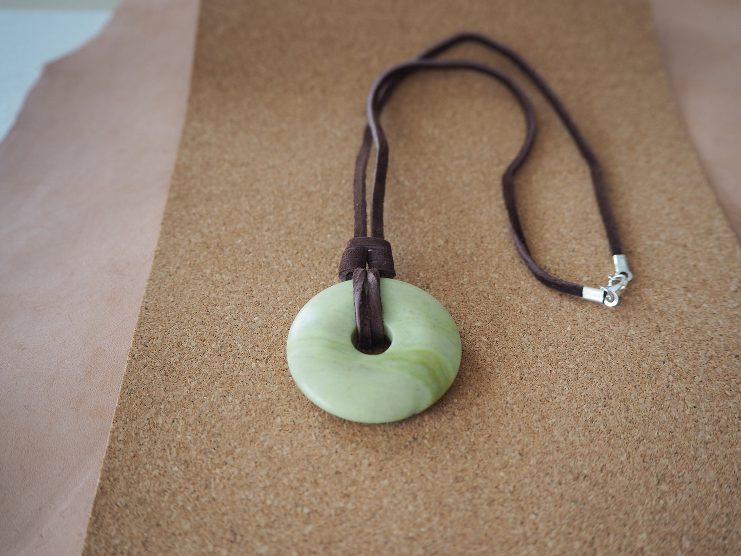 donut bead | leather cord | sterling silver clasp