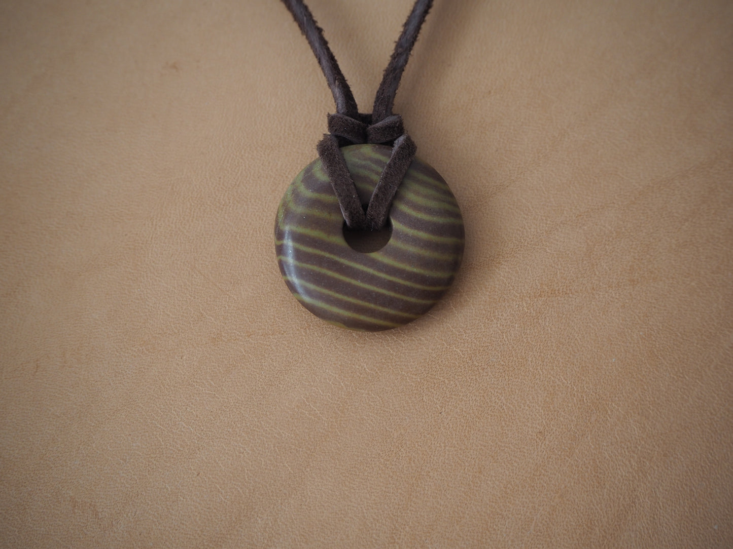 donut bead | leather lace | sterling silver clasp