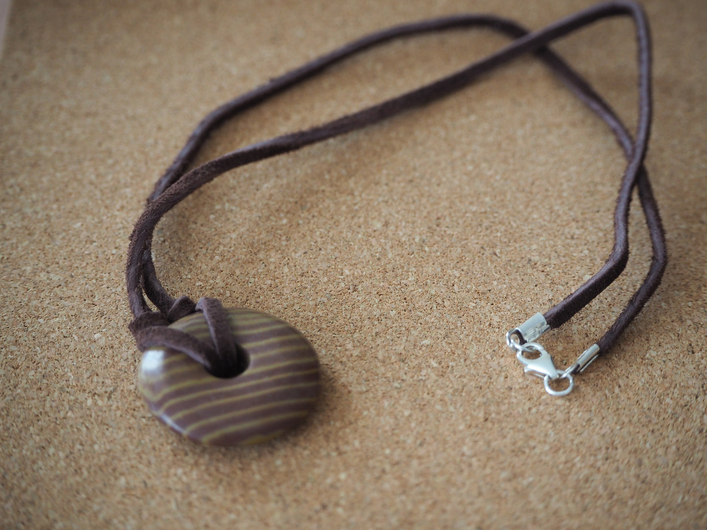 donut bead | leather lace | sterling silver clasp